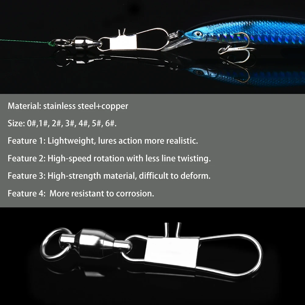 PROBEROS 10Pcs Swivels Ball Bearing Interlock Snap Pin Stainless Steel Fishing Accessories Fishing Lures Pin Connector Fish Tool view 4