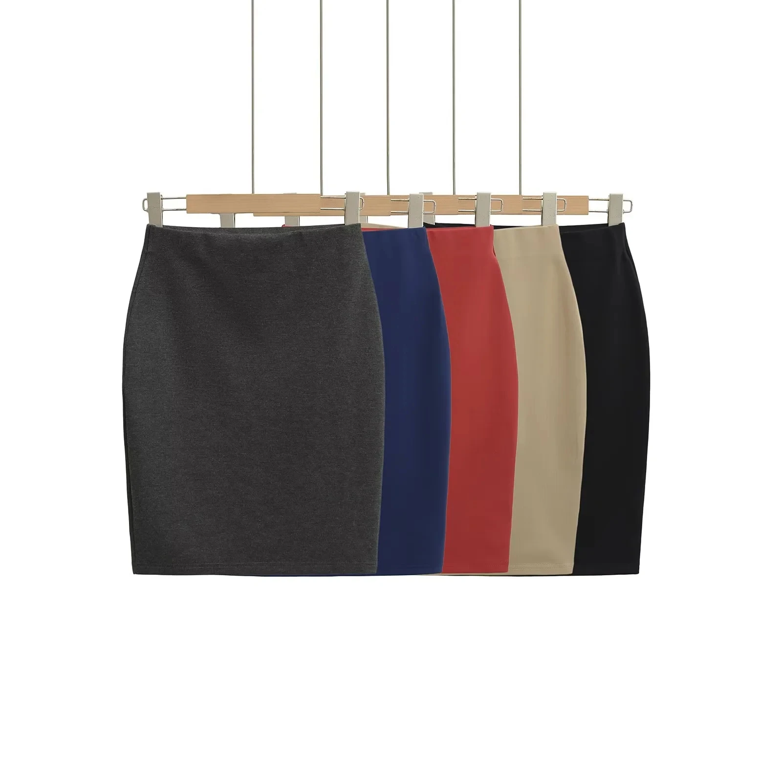 Sexy High Waist Roman f Skirt Tight Fit Commute Workwear Elastic Waist Midi Skirt Pure Color Ladies Summer New Sle