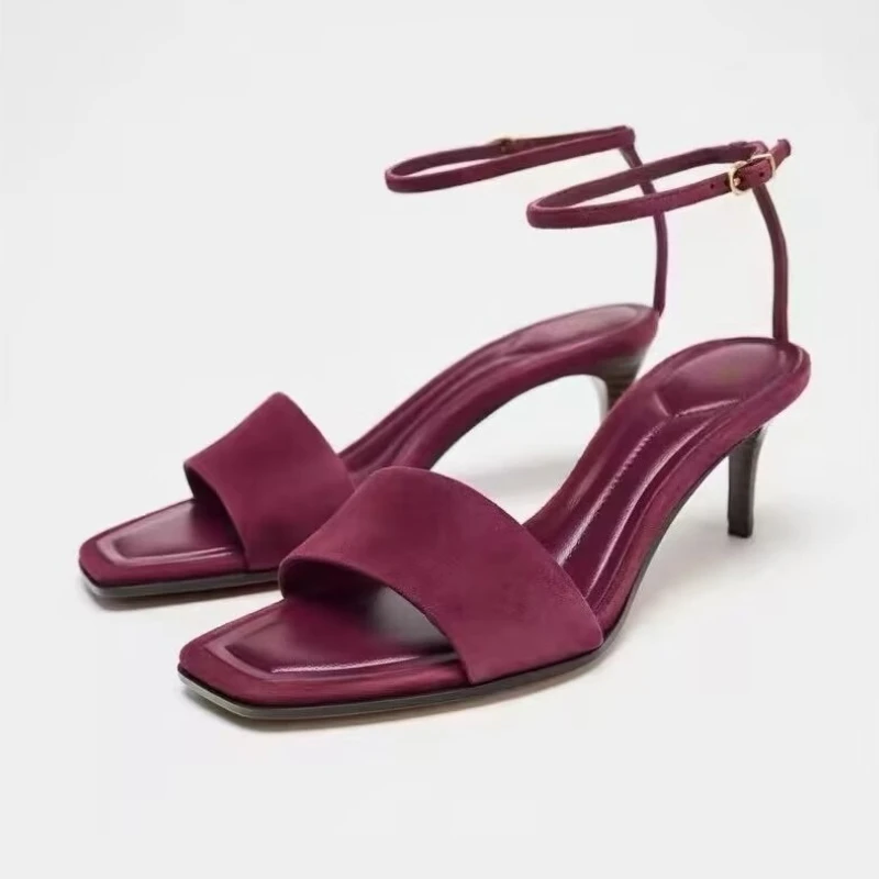 

Элегантные женские бордовые замшевые босоножки на высоком каблуке 2024. | Туфли-лодочки на шпильке с ремешком на щиколотке для вечернего свадебного вечернего платья