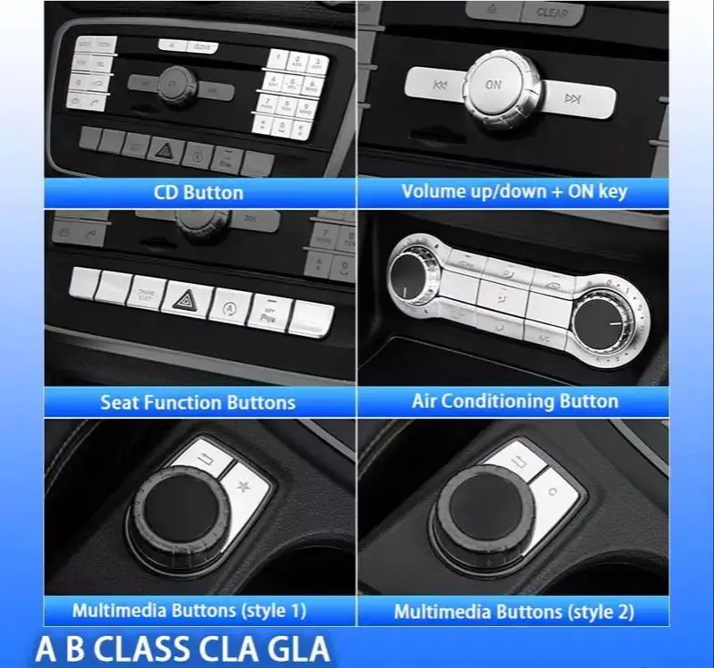 

For Mercedes Benz GLA CLA200 A180 A B Class Door Lift Window Button Cover Trim Interior Stickers Steering Wheel Central Control