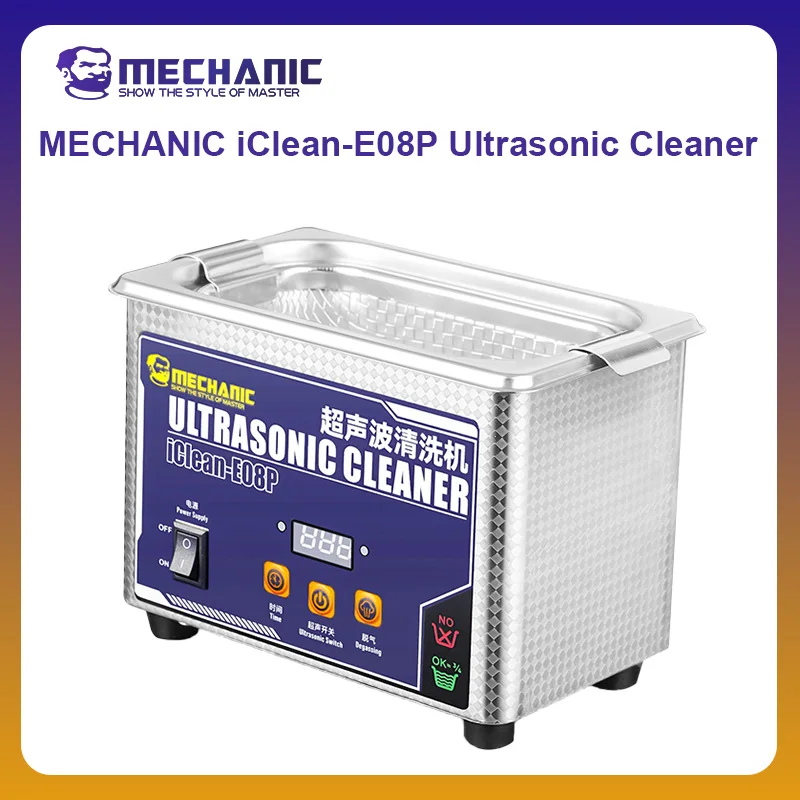 MECHANIC OFFICIAL iClean-E08P Ultrasonic Cleaner 0.8L 80W High Frequency Cleaning Machine For Mobile Phone Repair Washing Tools