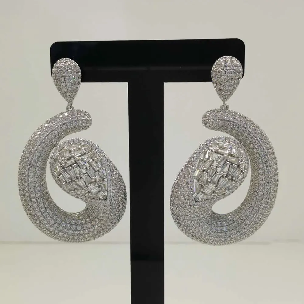 Missvikki Luxury Gold Color Big Pendant Earrings For Women Wedding Party Luxury Shiny Earrings Jewelry Gift Fashion High Quality