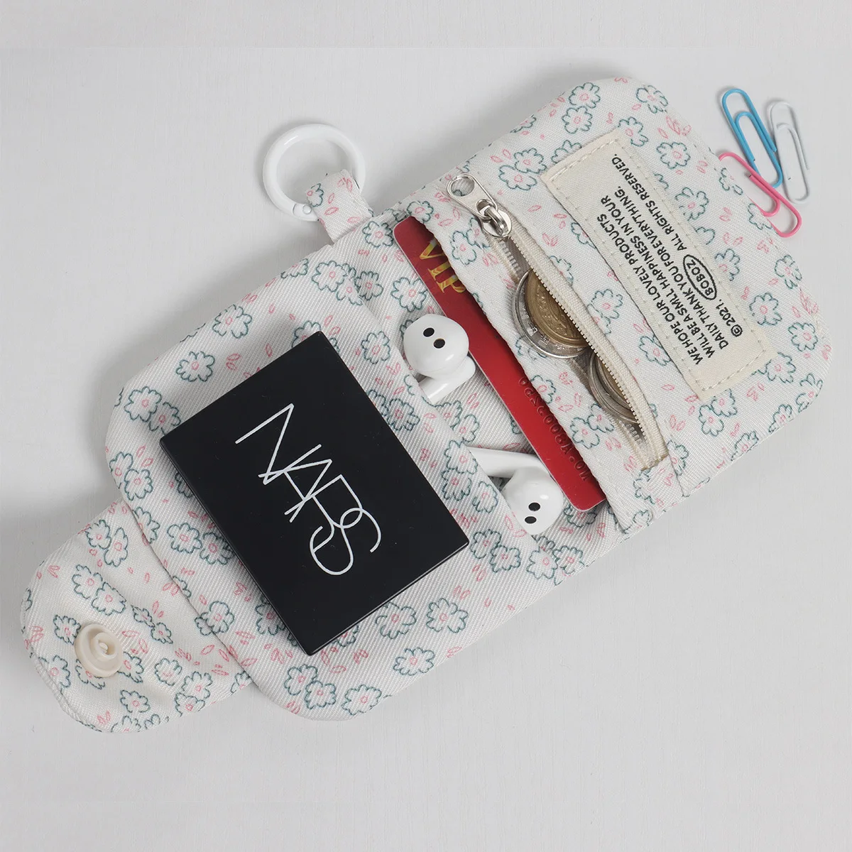 1 PC Linda Tarjeta de monedero de monedas Simplicidad Floral Floral Corea de la billetera de moda Corea para niñas Portable Linda Bolsa de Almacenamiento Pequeño