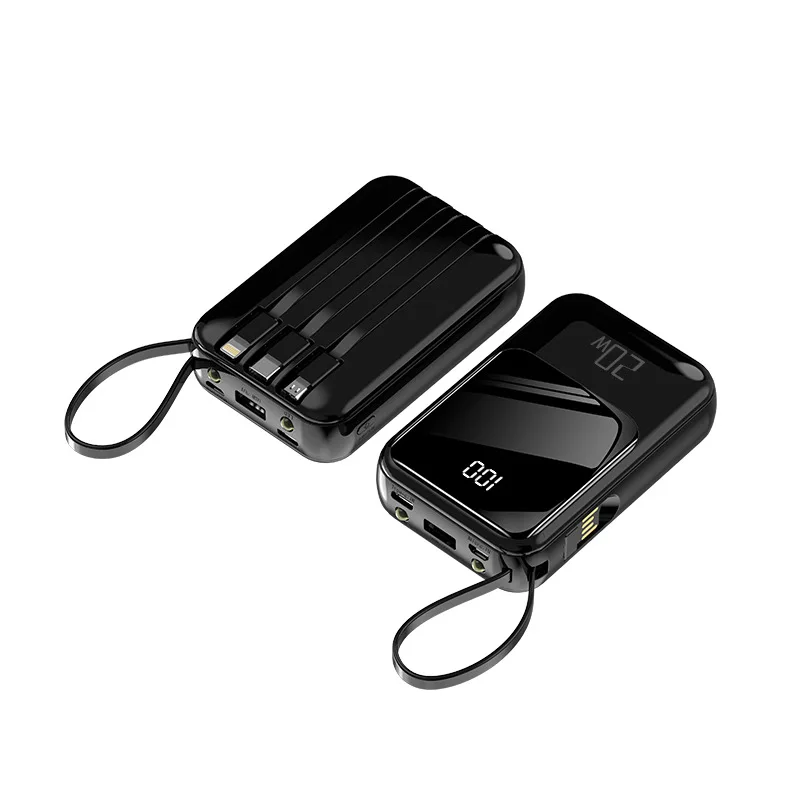 

Мини-встроенный кабель 20000 мАч, портативный аккумулятор для быстрой зарядки, 20 Вт, внешний аккумулятор сверхбольшой емкости