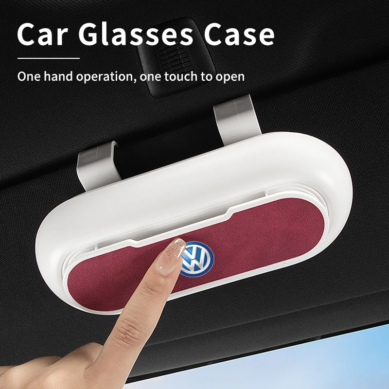 Car Glasses Case Holder Sun Visor Sunglasses Box Hanger Glasses Clip For Volkswagen VW Golf 4 6 GTI Tiguan B5 B6 B7 MK5 MK6 Polo
