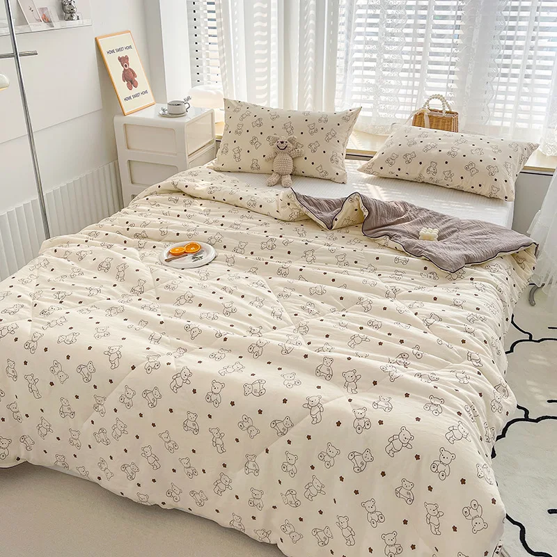 Double-layered Yarn Cartoon Summer Cool Quilt Soybean Fiber Filling, Mother and Baby Grade Air Conditioning Washable Thin Quilt