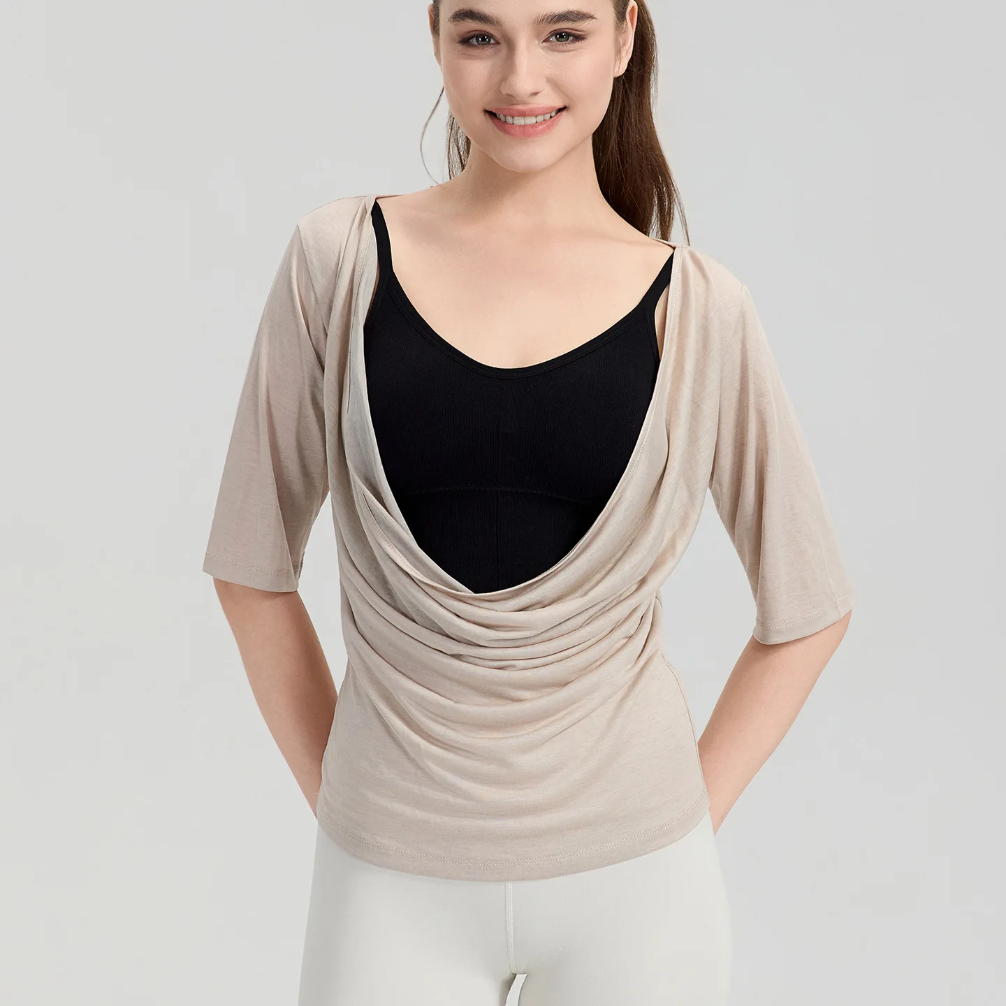 

Summer Woman Yoga Light Thin Breathable Short Sleeve Loose Smock Quick-dry Skin-friendly Cool Sense Blouse Fitness Pilates Tops