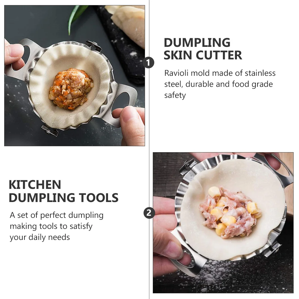 

2pcs Stainless Steel Dumpling Molds Set Dumpling Press Wrap Skin Cutter Kitchen Tools For Dumplings Empanada Ravioli Maker Gift
