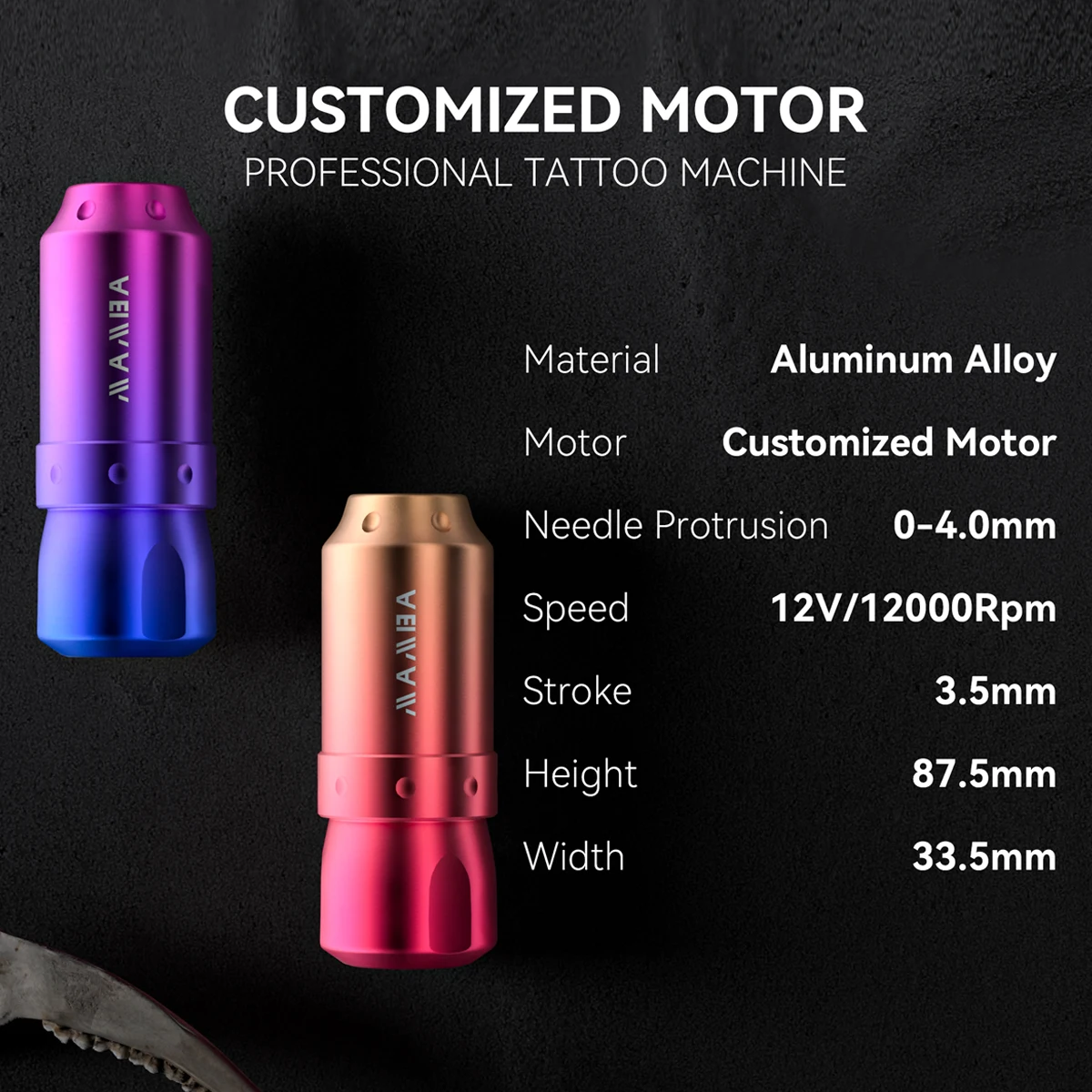 

New Cool Short Tattoo Pen kit 3.5mm Stroke Customized Motor 1200mAh Tattoo Power Supply RCA Interface Rotary Tattoo Pen Gun Kit