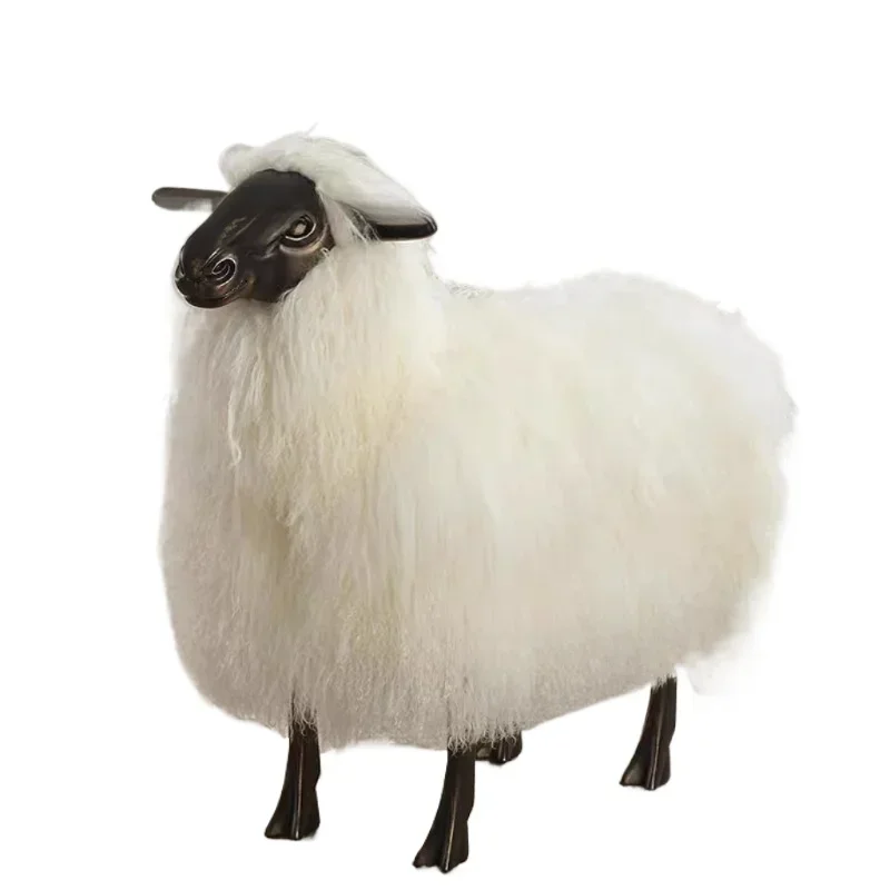 Creative Sheep Sean FRP Leisure Chair, Wool Simulation Animal Sofa Chair, Living Room Hotel Art Decoration