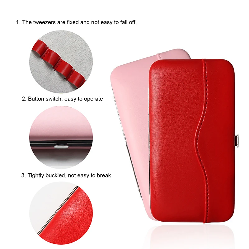 1Pc Portable Eyelash Tweezers Tool Kit Beauty Tool Organiser PU Leather Eyelash Extensions Storage Case