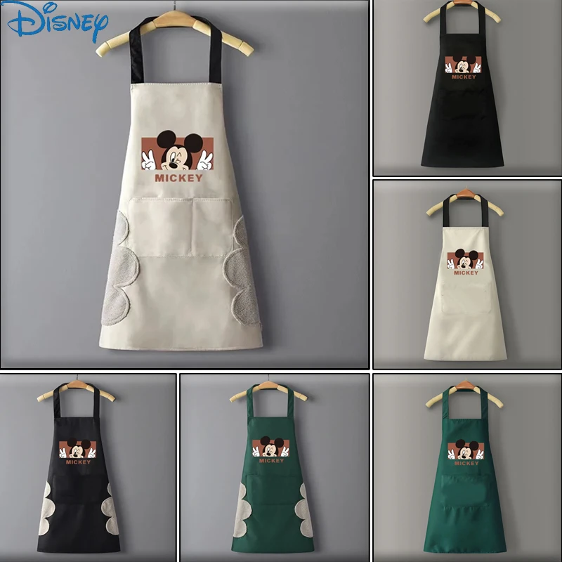 Disney Mickey Mouse Fashion Kitchen Aprons for Woman Men Chef Work Apron for Grill Restaurant Shop Cafes Beauty Studios Uniform