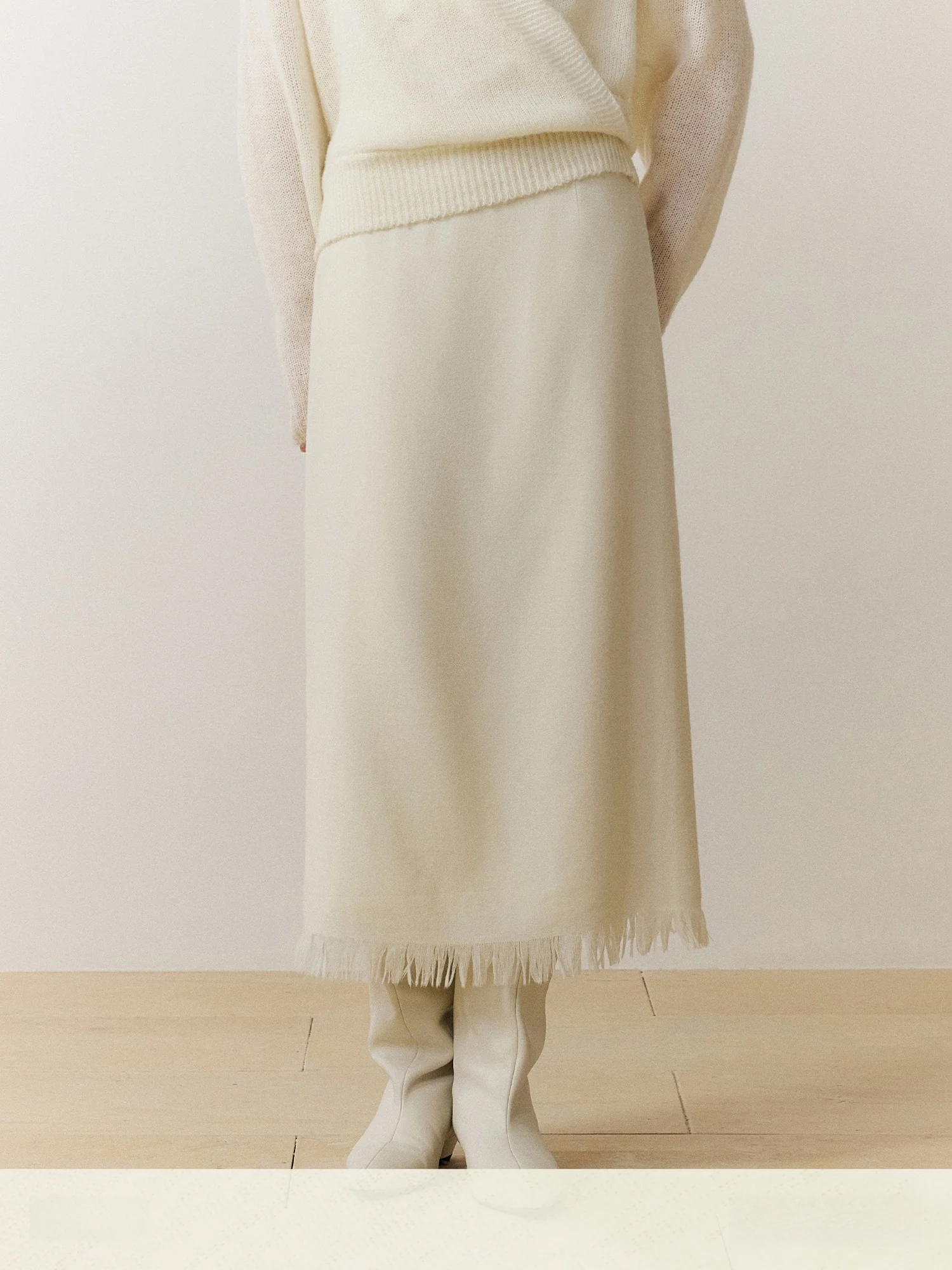 

MURMURMI Double Layer Woolen Skirt High Waist Straight Cut Side Split Commute Sle Warm Ladies' Skirt with