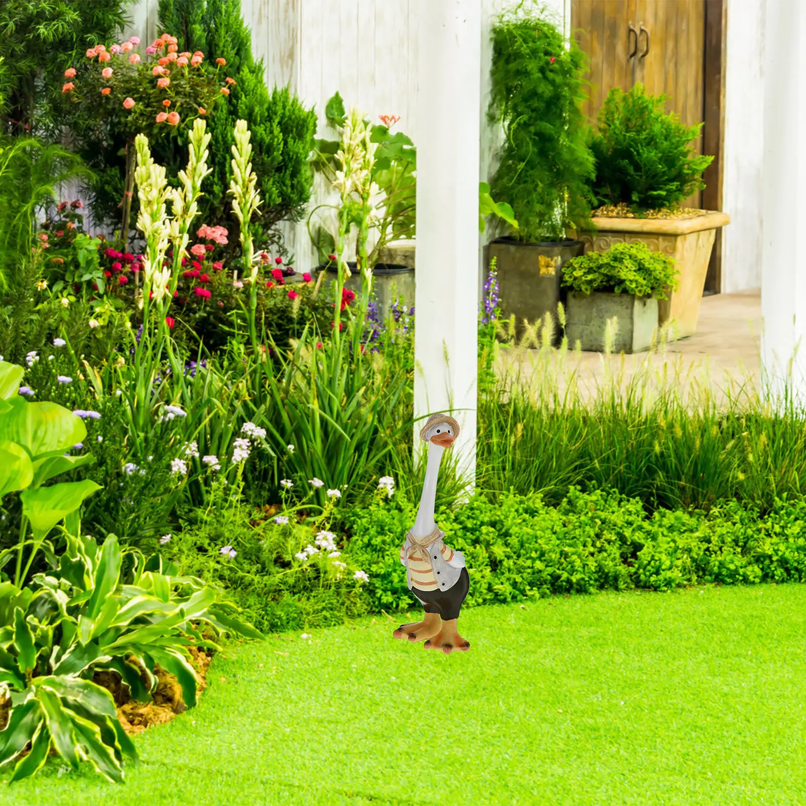 

Садовая статуэтка-утка из смолы, декор для двора, креативная скульптура животного, украшение для дома, настольный декор для сада