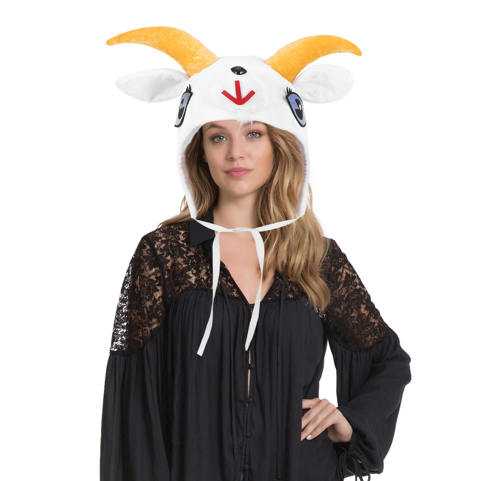Chapeau de tête de chèvre de dessin animé, chapeau d'oreille de mouton doux pour cosplay, photographie, événements de fête, accessoire de costume d'animal amusant, unisexe