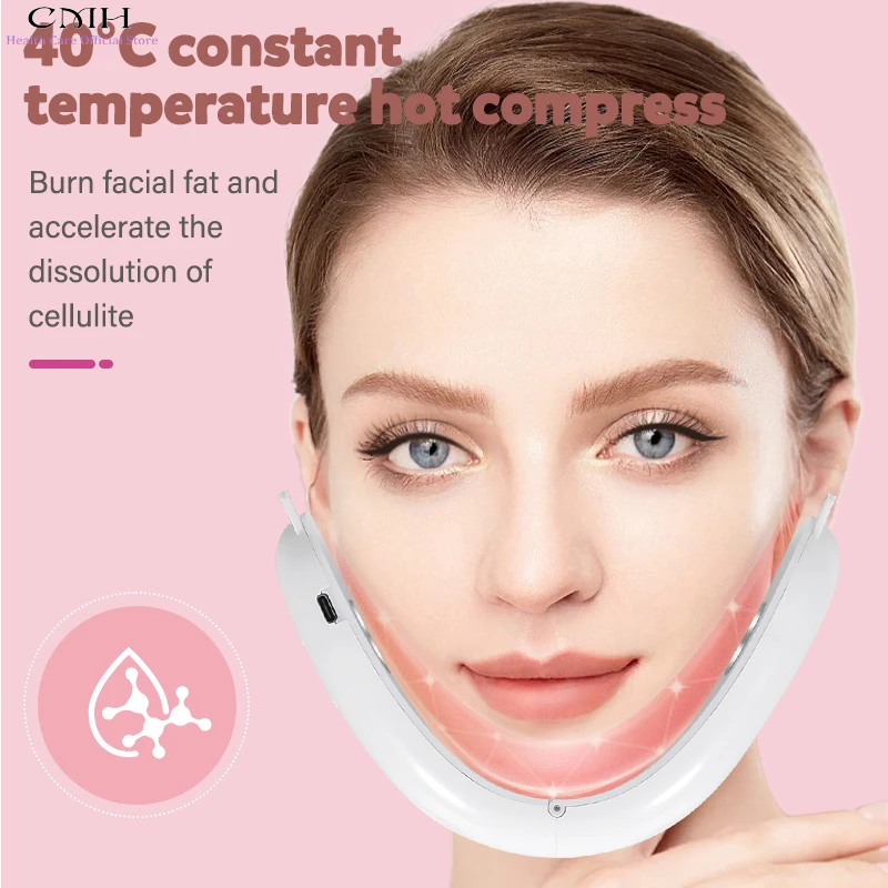 جهاز تجميل نسائي مكركرنت VFace ضغط LED للعناية بأوراق موصلة لشد البشرة وإزالة الذقن المزدوجة وتدليك شحن USB