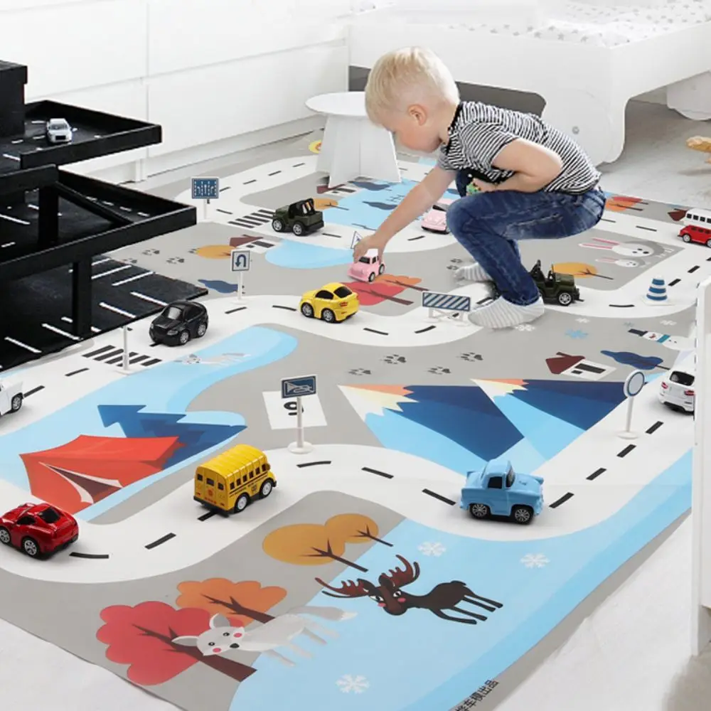 130*100CM Baby Play Mat City Traffic Road Map Mat & Road car sign Foldable Nordic Style Kids Activities Rug Outdoor Picnic Mat