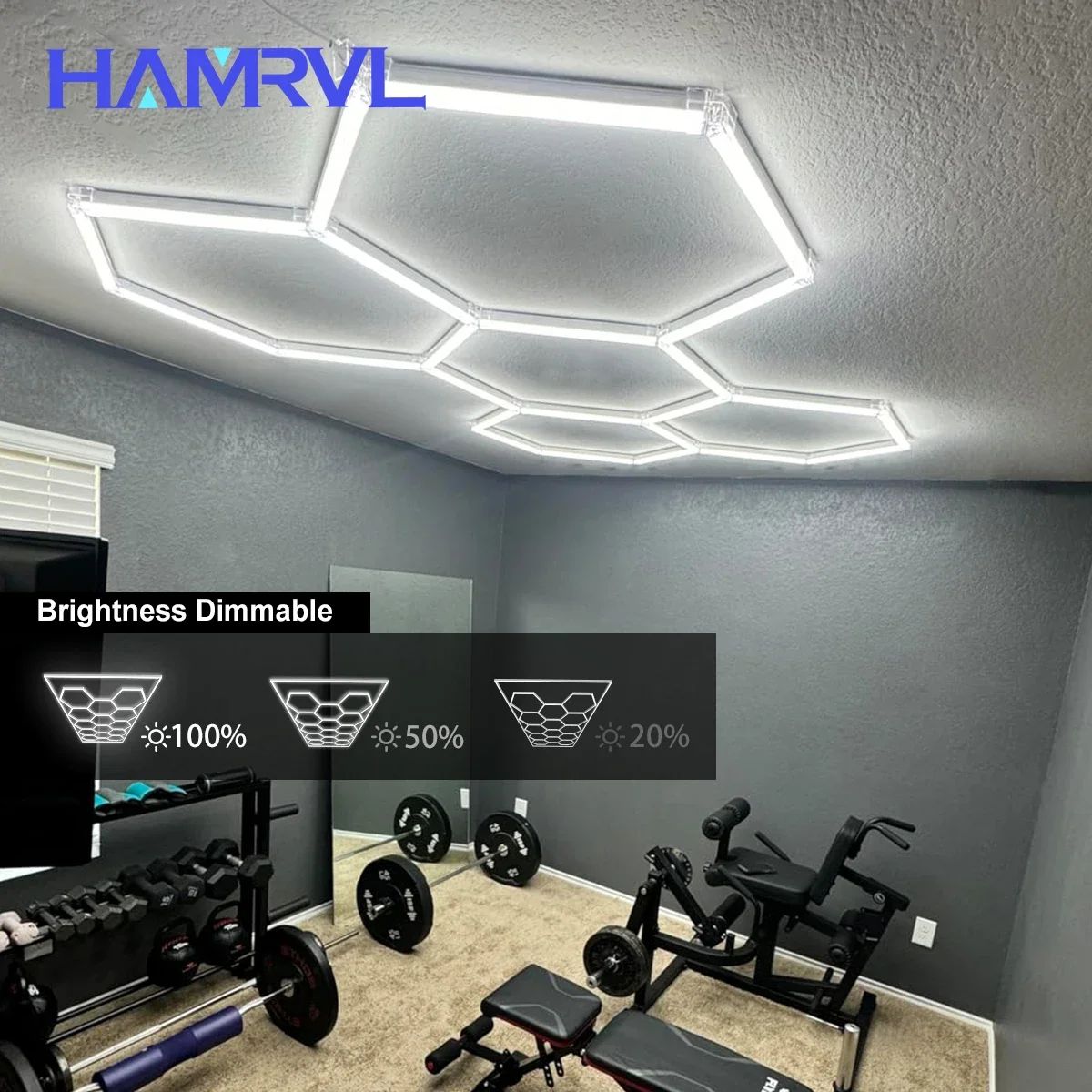 Dimmable Hexagon LED Lights Lamp 6500K 110V-220V Honeycomb LED Ceiling Light Shop Gym Barbershop Car Lighting Customized Garage