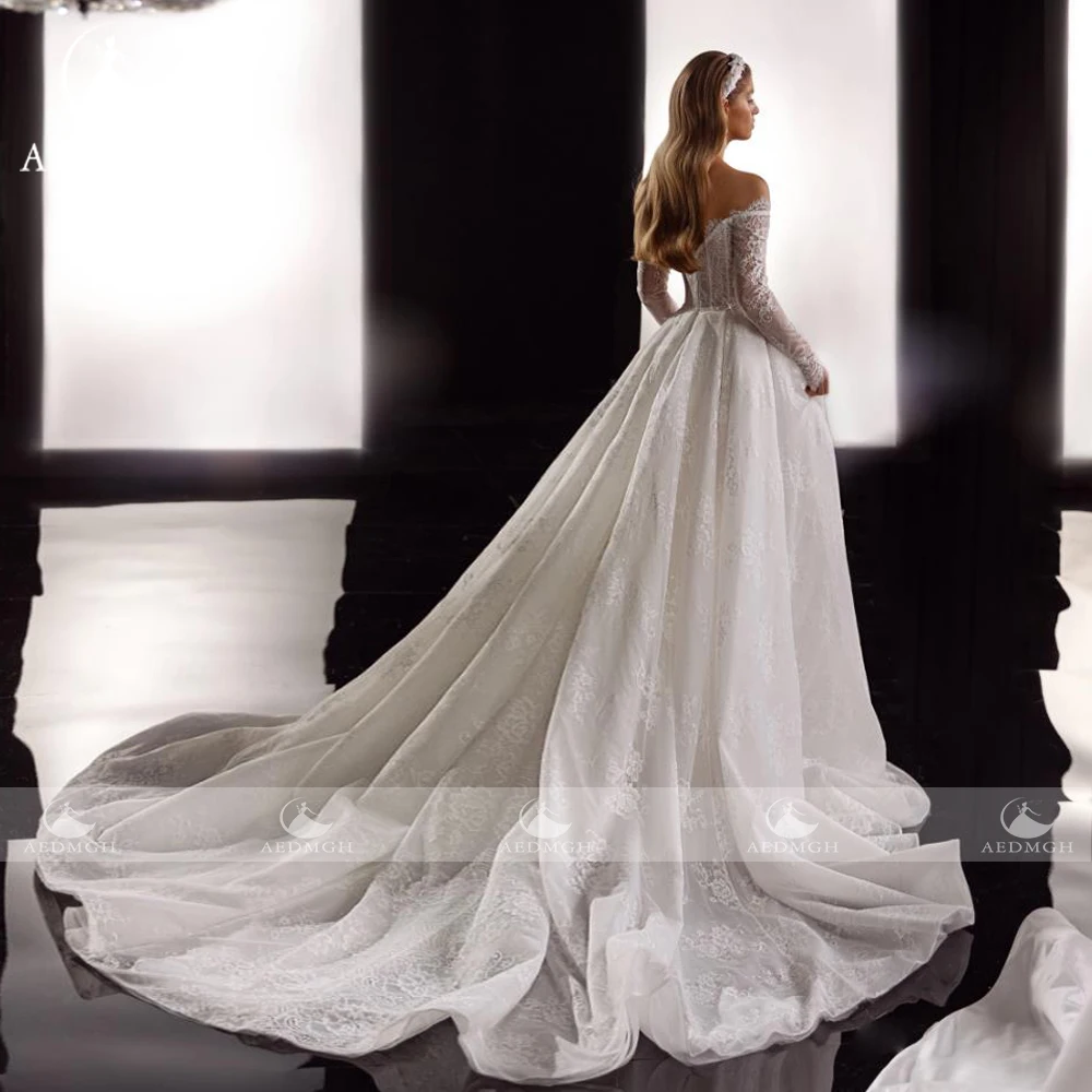Aedmgh A-Line Abiti da sposa delicati Sweetheart con spalle scoperte Vestido De Novia Abito da sposa su misura con ricamo in pizzo