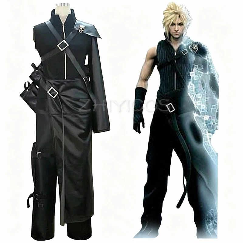 

New Final Fantasy FF7 Cloud Strife Cosplay Costume Outfit PU Leather Halloween Adult Costumes for Women/Men Custom Any Size