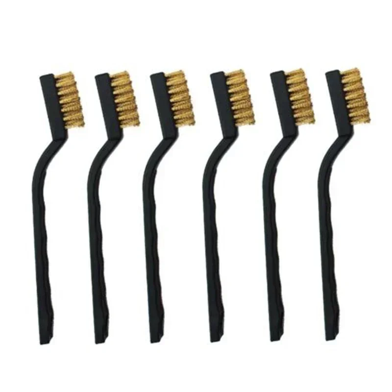 6pcs/set Brass Wire Brush Set Mini Metal Remove Rust Brushes Brass Cleaning Polishing Detail Metal Brushes For Cleaning Rust