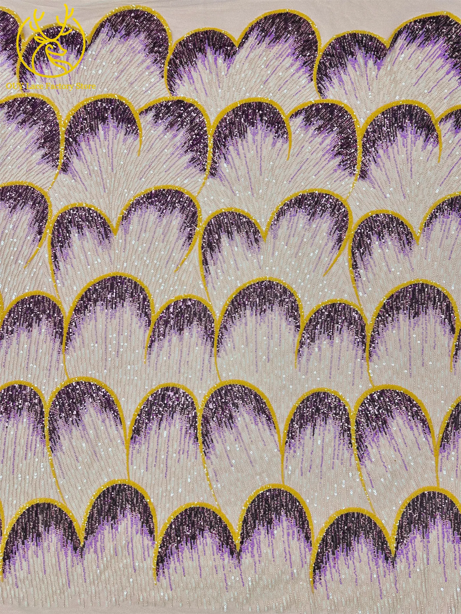 5 Yards afrikanischer Perlen-Pailletten-Spitzenstoff, hochwertiger, exquisiter nigerianischer Tüll-Mesh-Spitzenstoff zum Nähen von Hochzeitskleidern – Detail 7