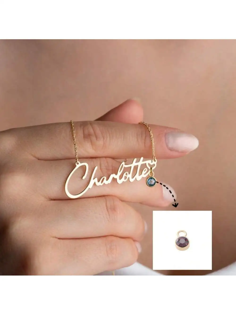Personalized Name Necklace with Birthstone – Elegant Stainless Steel, the Perfect Choice for Holidays and Birthdays