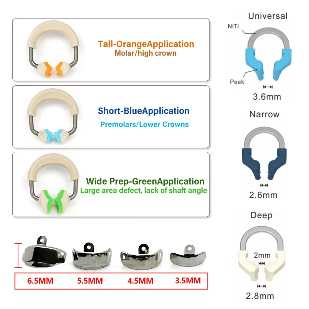 1PC Dental Niti Clamp Ring with Metal Matrices Sectional Contoured Matrix System for Premolar and Molar Restorations