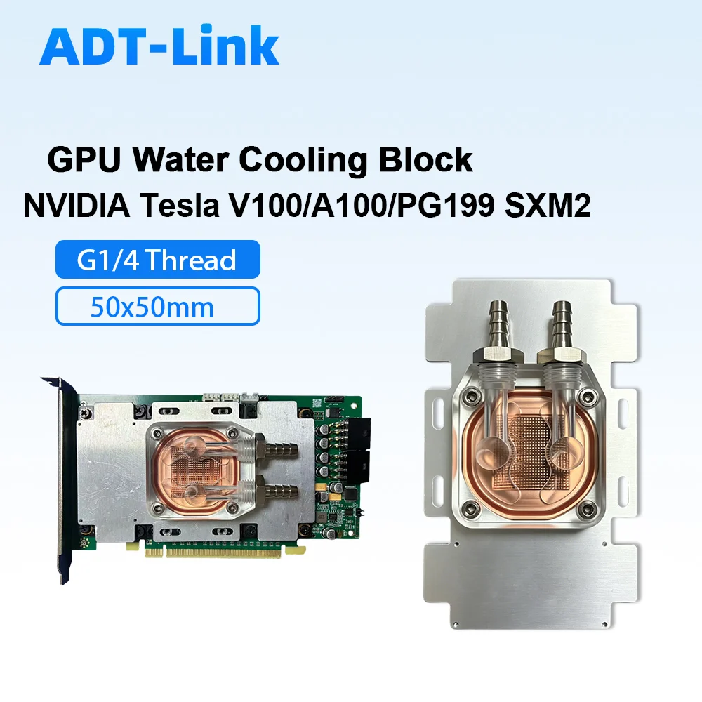 Pure Copper GPU Water Cooling Block Aluminum Heat Spreader For NVIDIA V100 A100 PG199 SXM2 Dual Slot 300W Cooling Barb Fitting