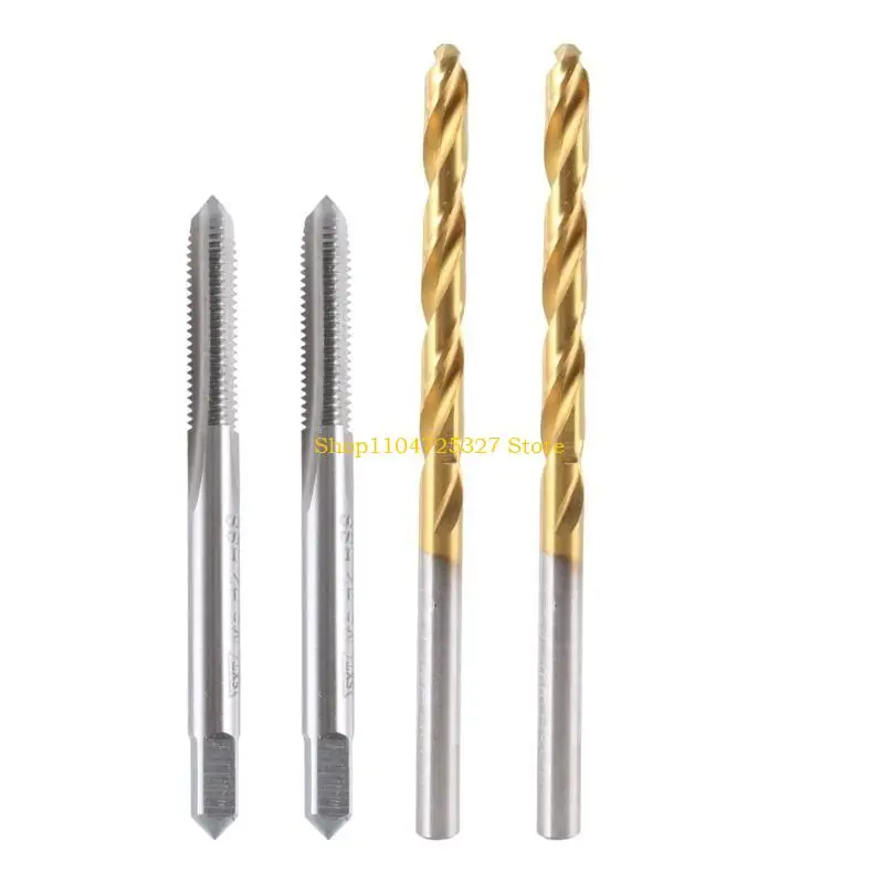 

D8KF 2Pcs M5x0.8 Straight Flute Thread Tap 2Pcs 4.2mm Twist Drill Bit Set Metric
