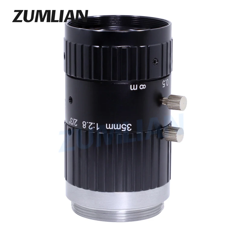 C-Mount 35mm Lens High Resolution FA Lens 10MP Machine Vision Lens 2/3"F2.8 Manual Focus Industrial Camera Manual Iris CCTV Lens