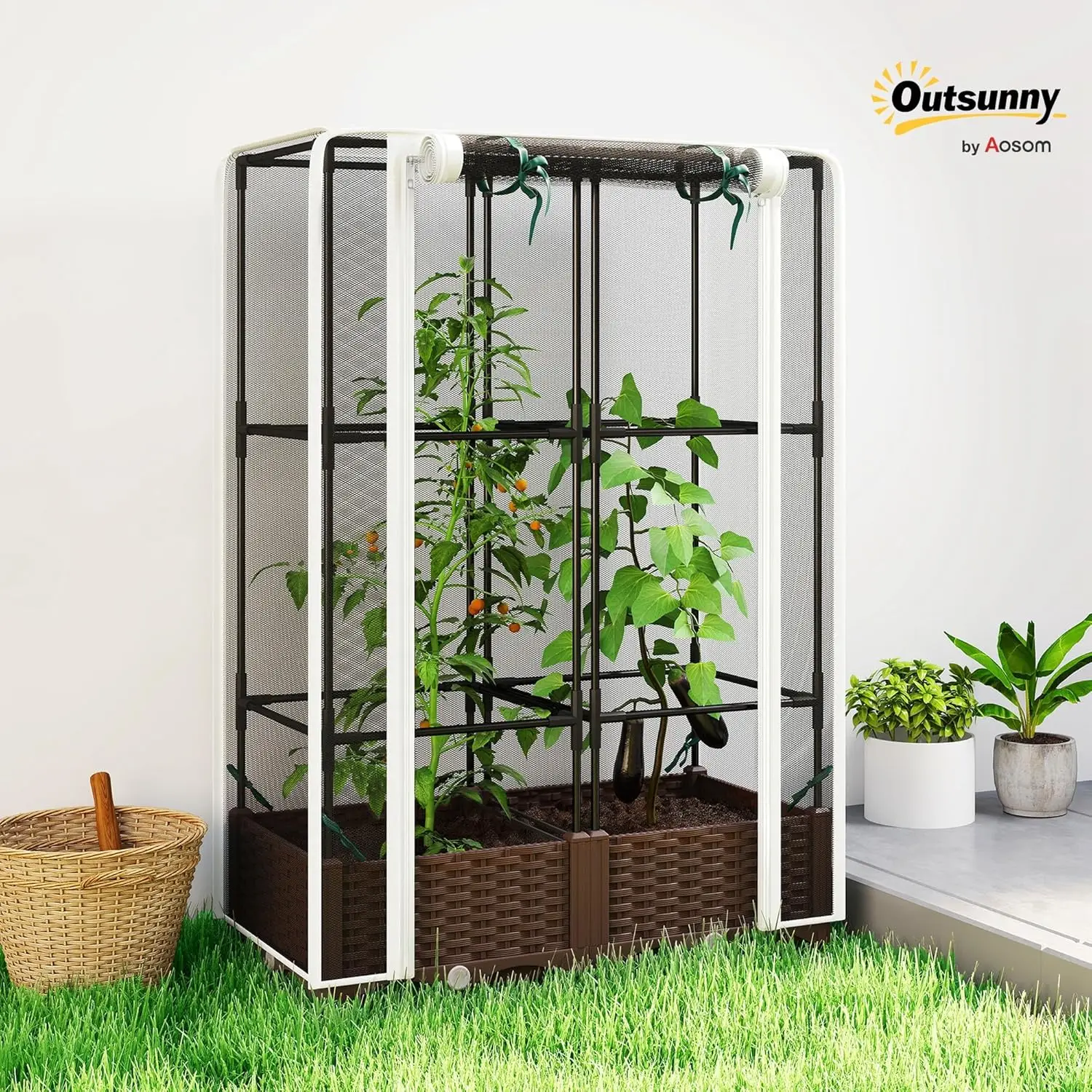 Raised Garden Bed with Trellis, 46.5