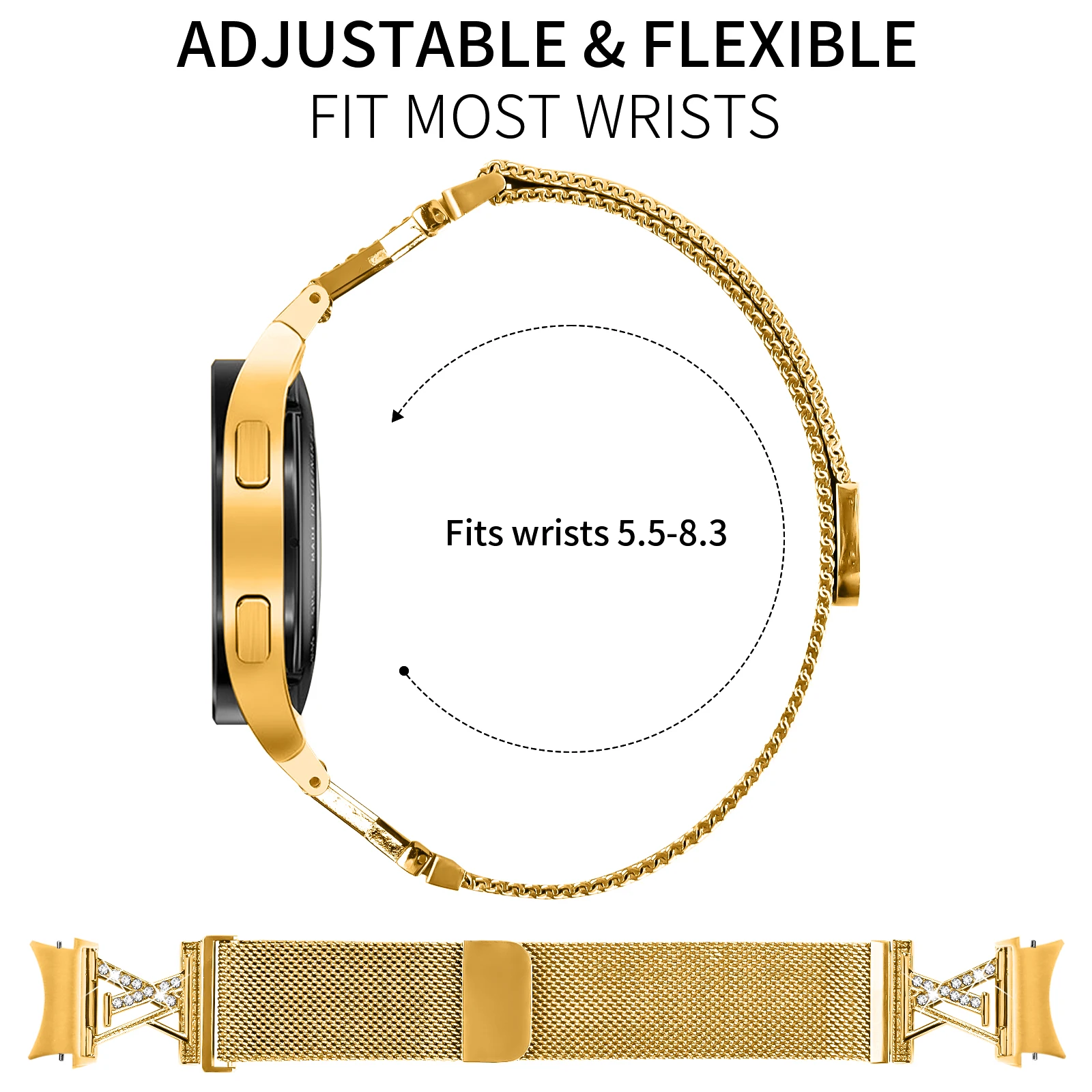 Магнитный ремешок из нержавеющей стали для Samsung Galaxy Watch7 5 6 4 Classic 5pro 44 мм 40 мм 47 мм 43 мм 46 мм 45 мм Металлический браслет без зазоров