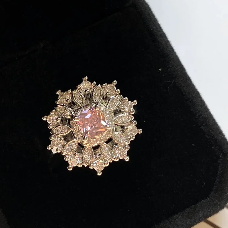 MDLFES مويسان الماس نمط أوروبا والولايات المتحدة مفتوحة شخصية زهر الكرز الوردي الزركونيوم الدائري #3