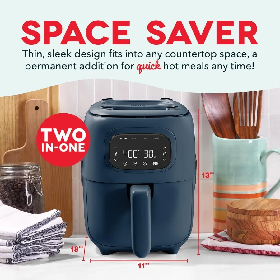 フリップフライ デジタル 2in1 グリル + エアフライヤー 4つの機能搭載 7クォート容量 室内調理用：フライドポテト、手羽先などのエアフライに最適