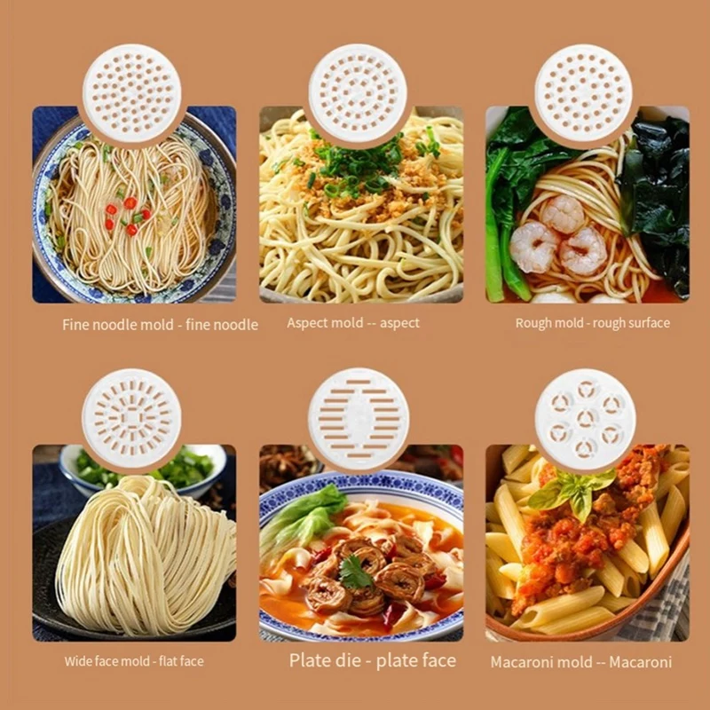 Top Sale Handheld Electric Pasta Maker Electric Noodle Maker High Efficiency Handheld Press Pasta Machine With 6 Molds For Home