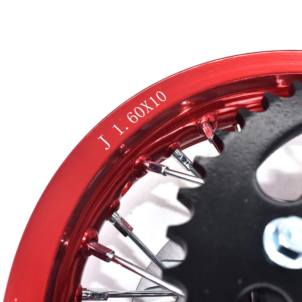 Small PIt Bike Rear Rim 1.60-10" with Sprocket and Brake Disc Plate for Kid's MIni Dirt Bike 50cc 70cc 90cc Motorcycle Wheel view 6