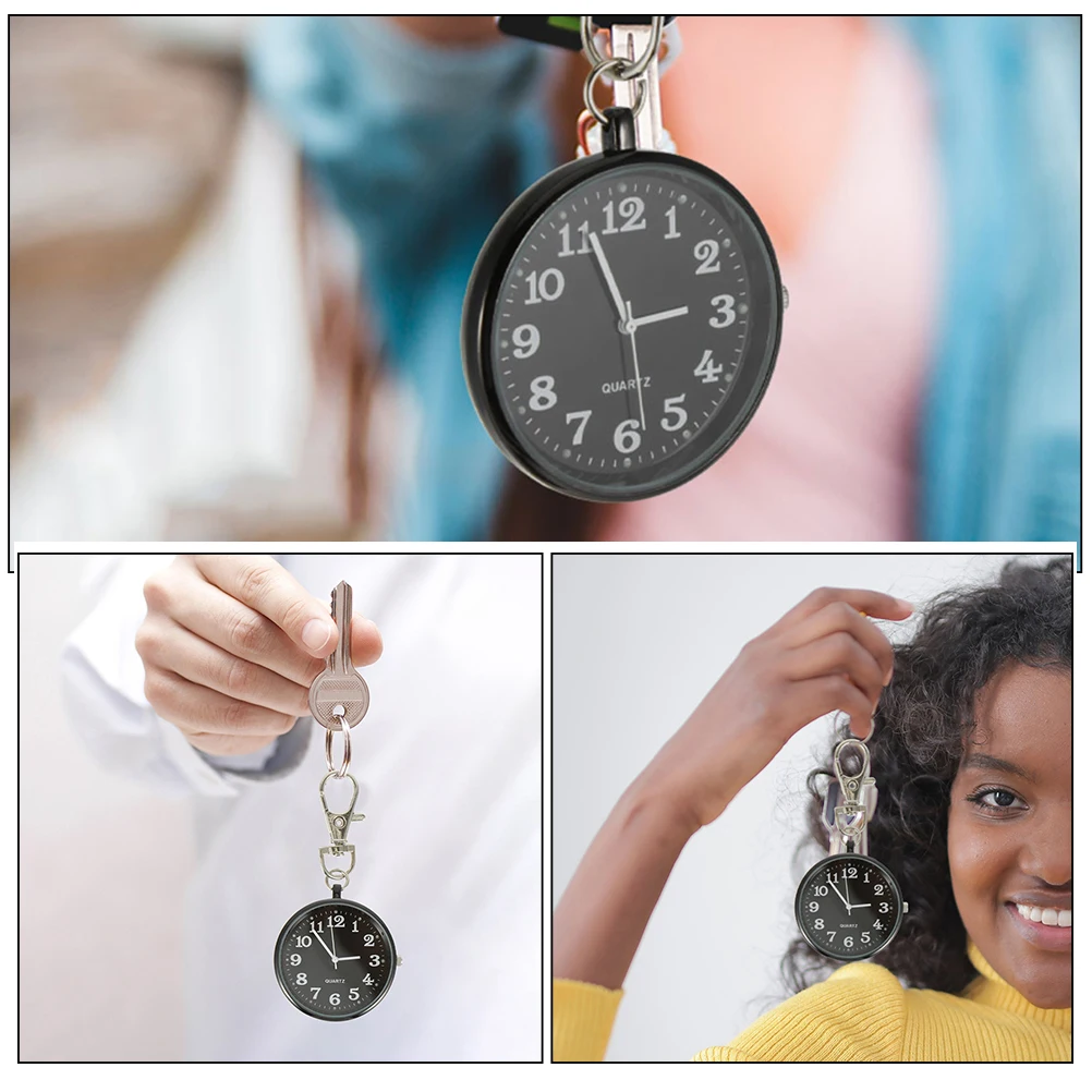 

2pcs Quartz Hanging Large Dial Pocket Watches Digital Display Keychain Watches For Students Elderly Nurses Portable Chest
