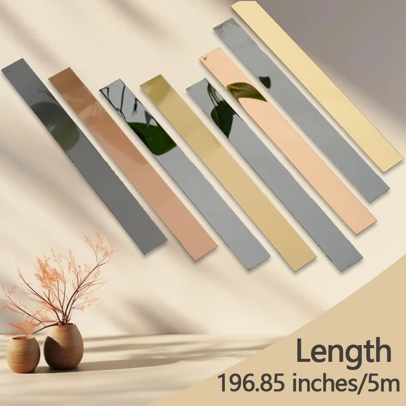 شريط حواف من الفولاذ المقاوم للصدأ ذاتي اللصق بطول 5 أمتار، مع طبقة سطحية ولاصق على الظهر، سهل التركيب