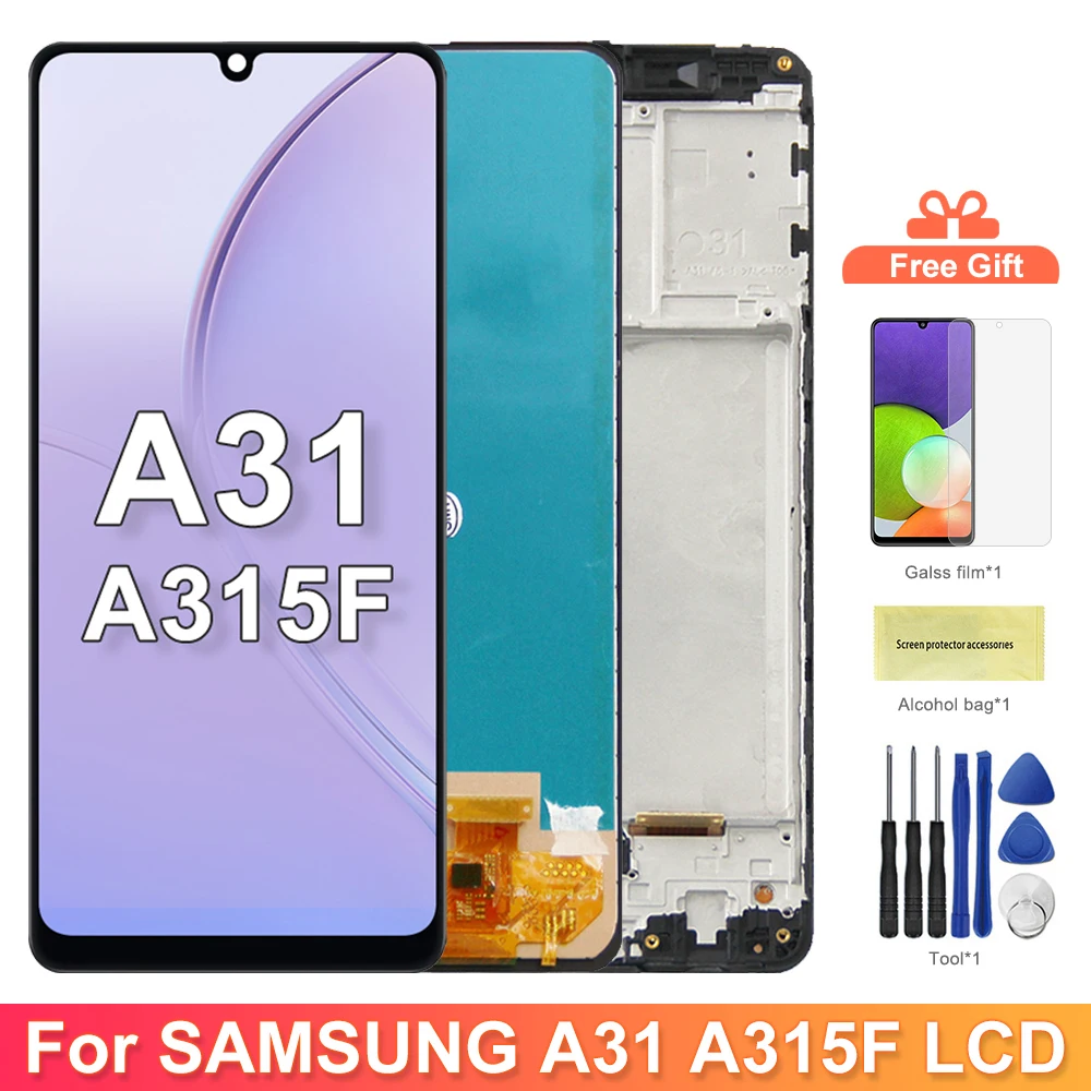 A31 A315 A315F Display Screen Replacement, for Samsung Galaxy A31 A315 LCD Display Touch Screen Digitizer Assembly with Frame