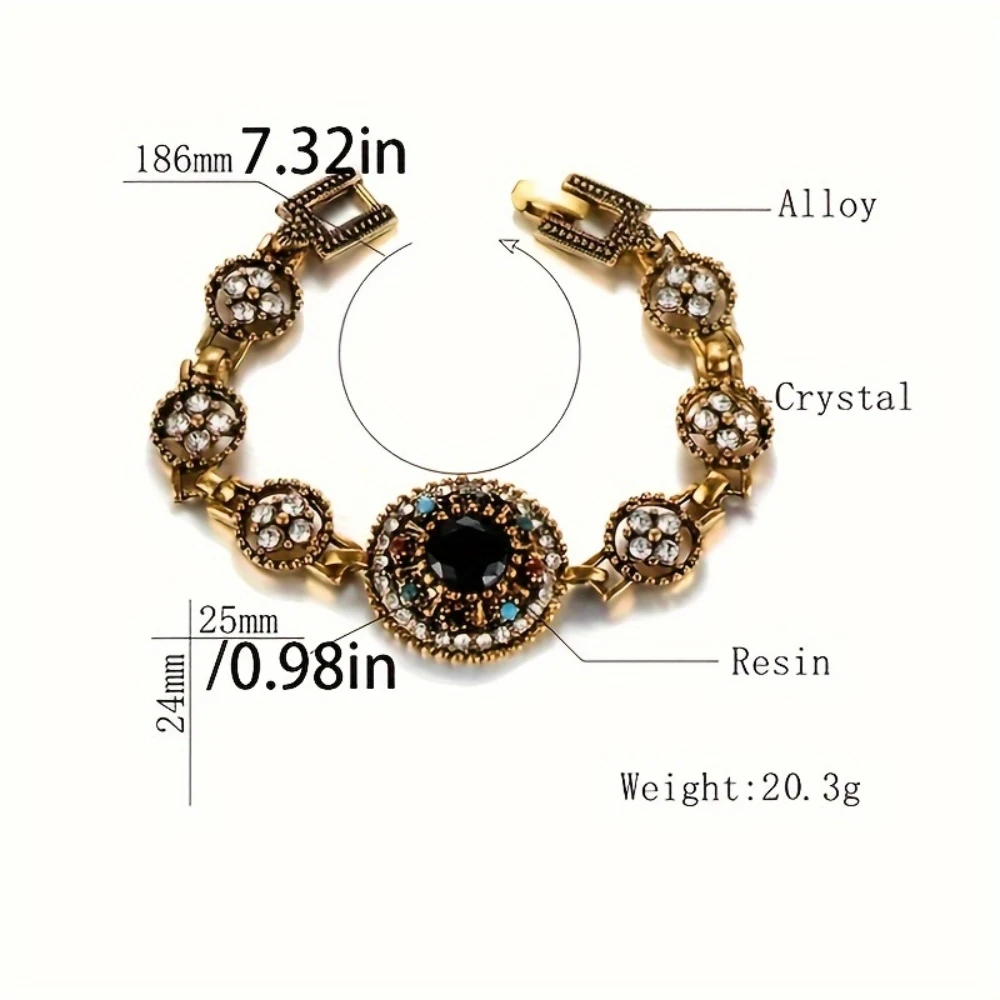 Retro Ethnic Wind Fashion Women\'s Bracelets in Europe and The United States Exaggerated Colorful Stone Exquisite Banquet Jewelry