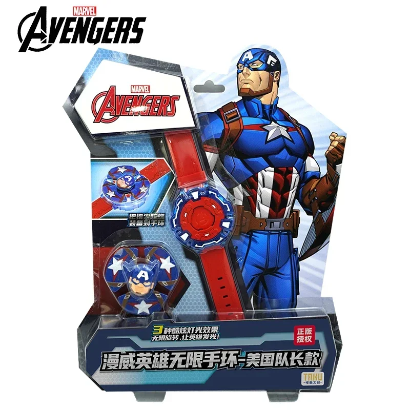 Marvel Avengers Captain America Style Fidget Spinner Wristband Three Kinds of Glare Movie Peripheral Toy Set Boys Birthday Gifts