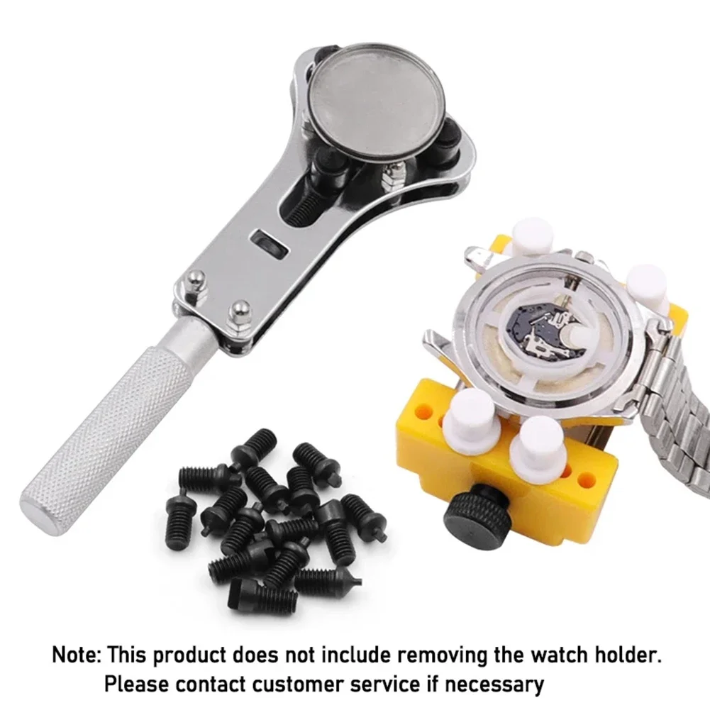 Watch Cover Opener Adjustable Screw Wrench Remover Wristwatch Case Opener Silver Three-jaw W/ 15 Spare Claws New