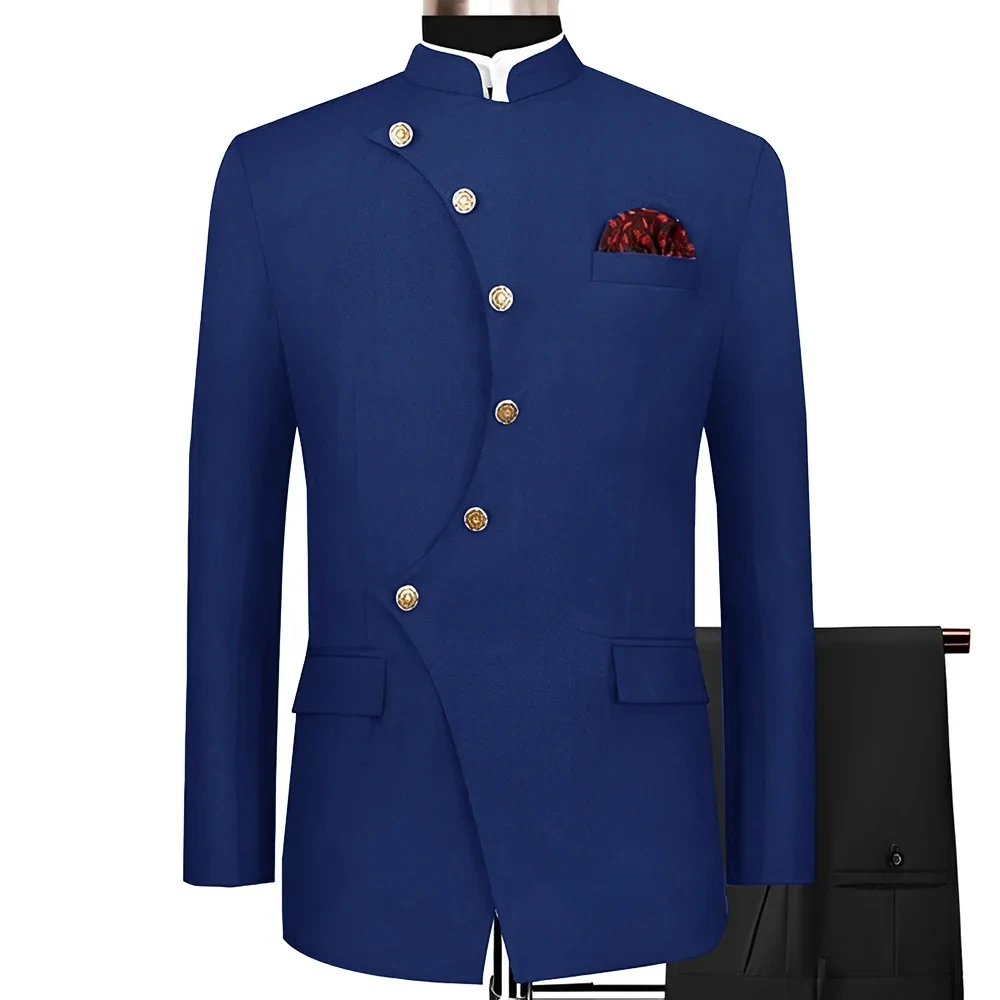 

kx384 Indian Style Men's Suit 2 Piece Set Single Breasted Design Blazer Wedding Tuxedo Formal Groom Jacket Pants Elegant Men's D