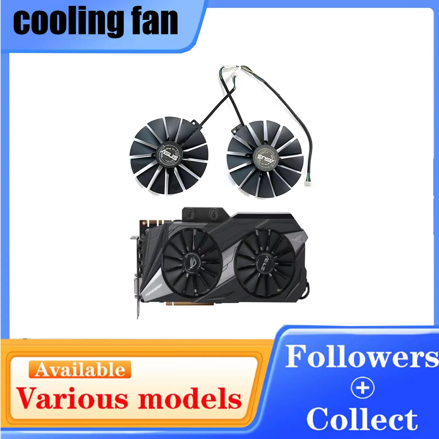 95MM 4PIN T129215SM GTX1080TI GPU fan for ASUS GeForce GTX1080ti ROG POSEIDON Platinum graphics card