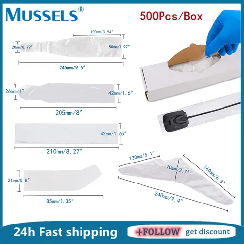 Película protectora de plástico desechable para escalador Dental, fundas con mango, cámara intraoral Oral, Sensor de rayos X, bolsa de luz curativa