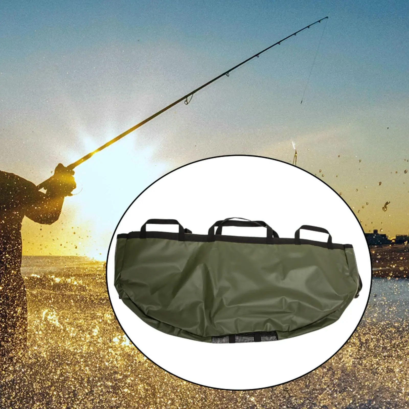 Folding Mesh Weigh Sling Wear Resistant Foldable Portable Non-slip Waterproof Unhooking Bag for Fishes Protection Fishing Lovers