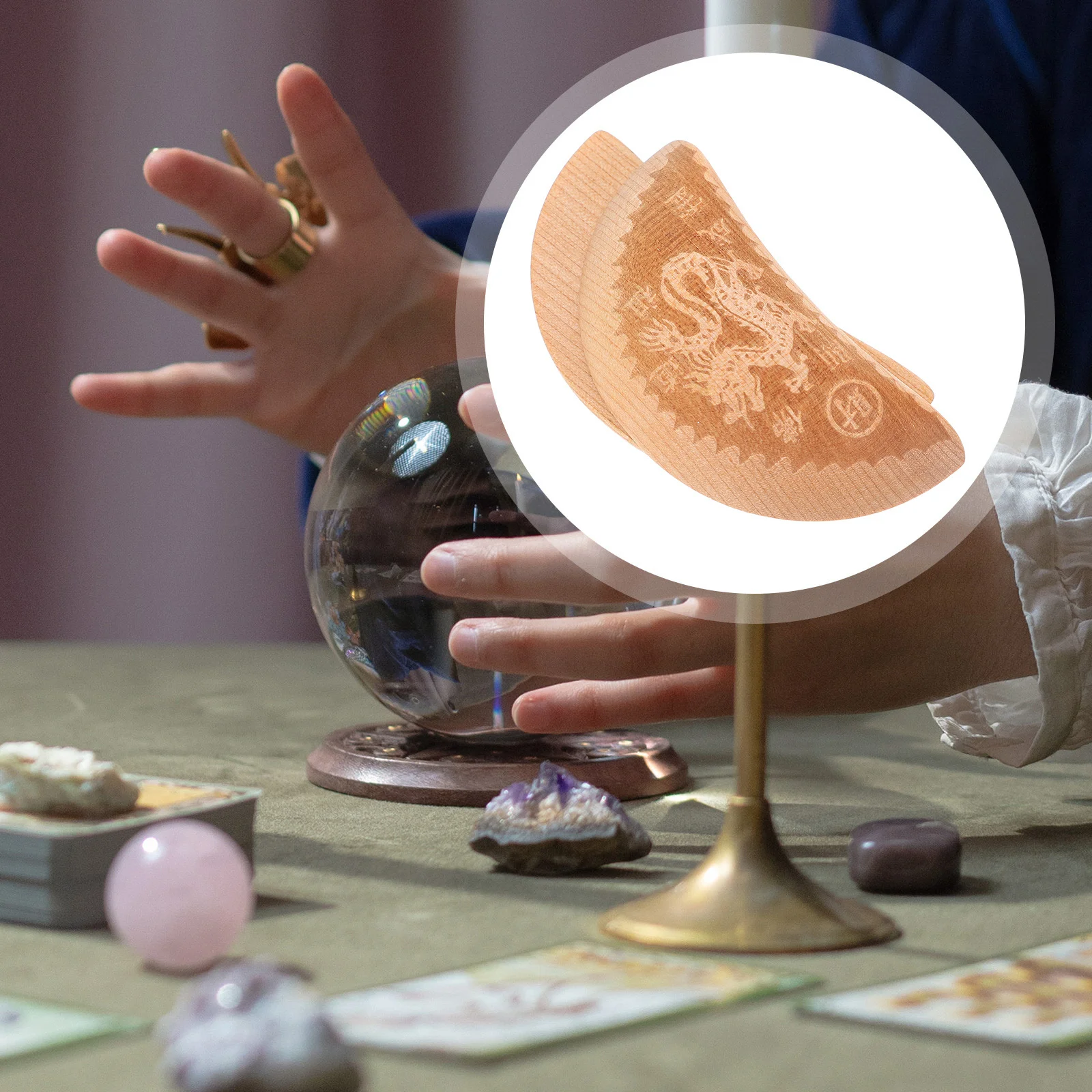 

1Pair Chinese Divination Cups Traditional Fortune Telling Tools Intricate Dragon Designs Home Altar Spiritual Decor Vintage