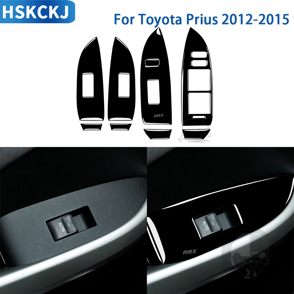 

For Toyota Prius 2012 2013 2014 2015 Accessories Car Black Plastic Interior Window Lifting Panel Trim Sticker Decoration