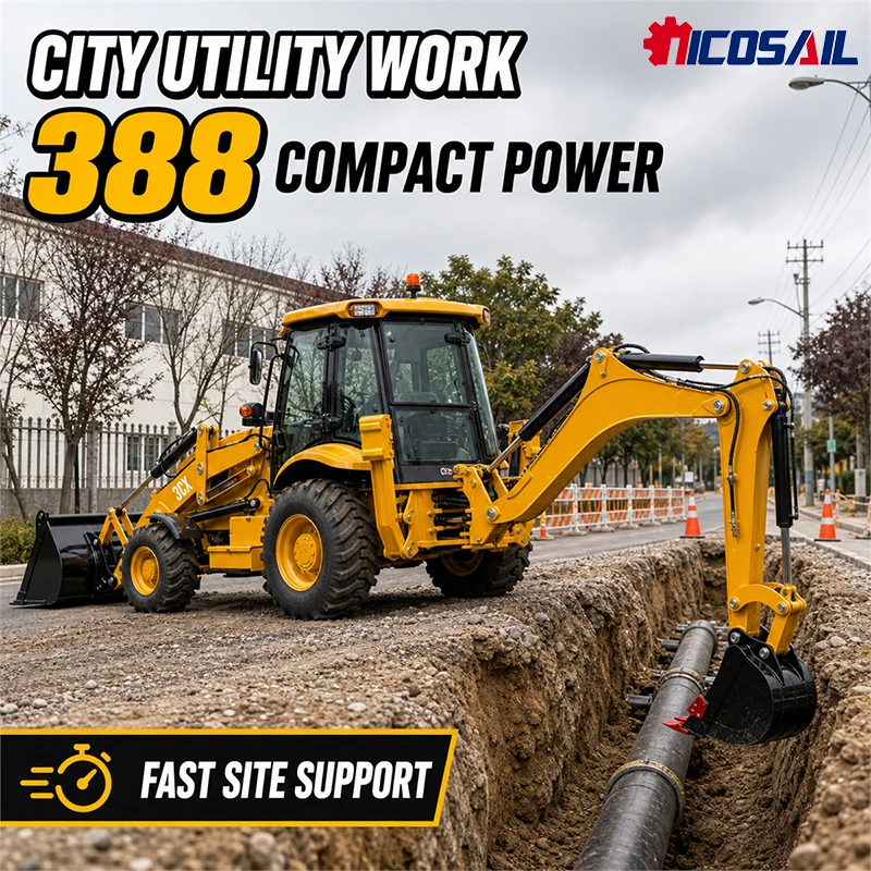

Custom Nicosail 3CX Backhoe Loader 4WD All Terrain CE Euro5 Certified Full Cab Farm Construction Digging Loading Machine